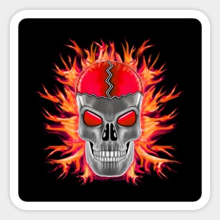 Red Skull with Fire and Flames Sticker